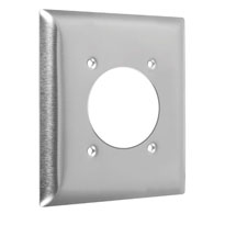 Standard Metal Wallplates: Stainless Steel, 2-Gang Receptacle 2.15 In. Hole