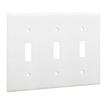 Standard Metal Wallplates: White Smooth, 3-Toggle