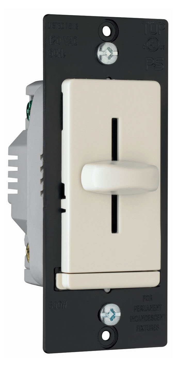 Incandescent Slide Dimmer, Non-Preset 600W, Light Almond