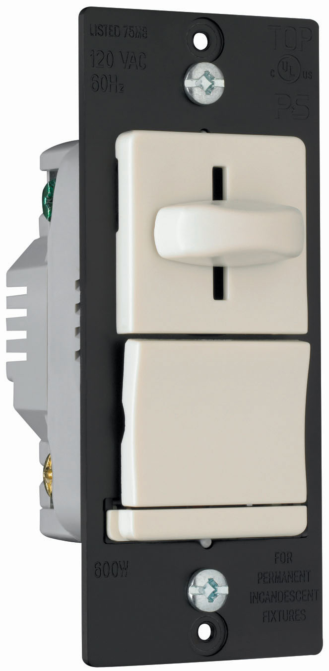 Incandescent Slide Dimmer, Preset 600W, Ivory