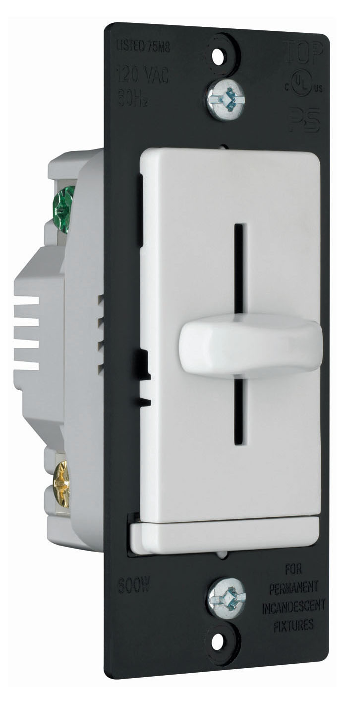 Incandescent Slide Dimmer, Non-Preset 600W, White