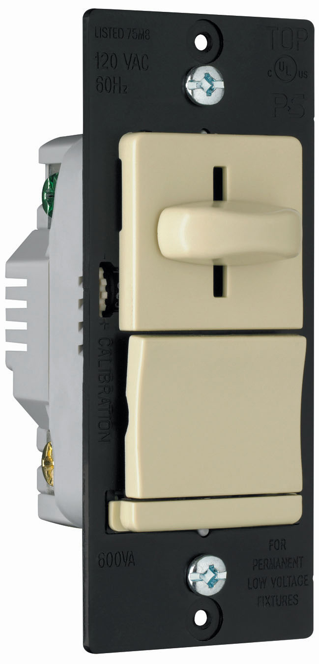 Magnetic Low-Voltage Slide Dimmer, Preset 600VA, Ivory