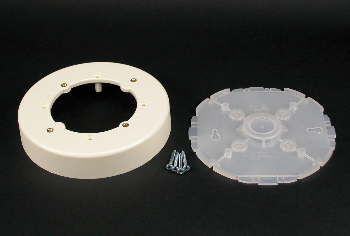 Product image for Wiremold 2338A 1" Ivory Non-Metallic 1-Channel Raceway Round Fixture Box