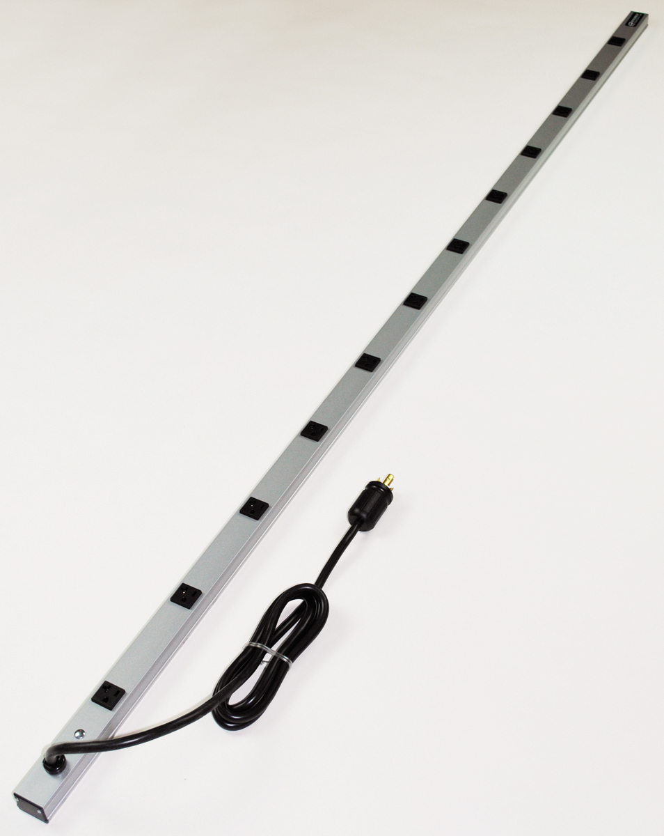 Twelve 20A outlets with t-slots, 6' (1.8m) cord. Length 77