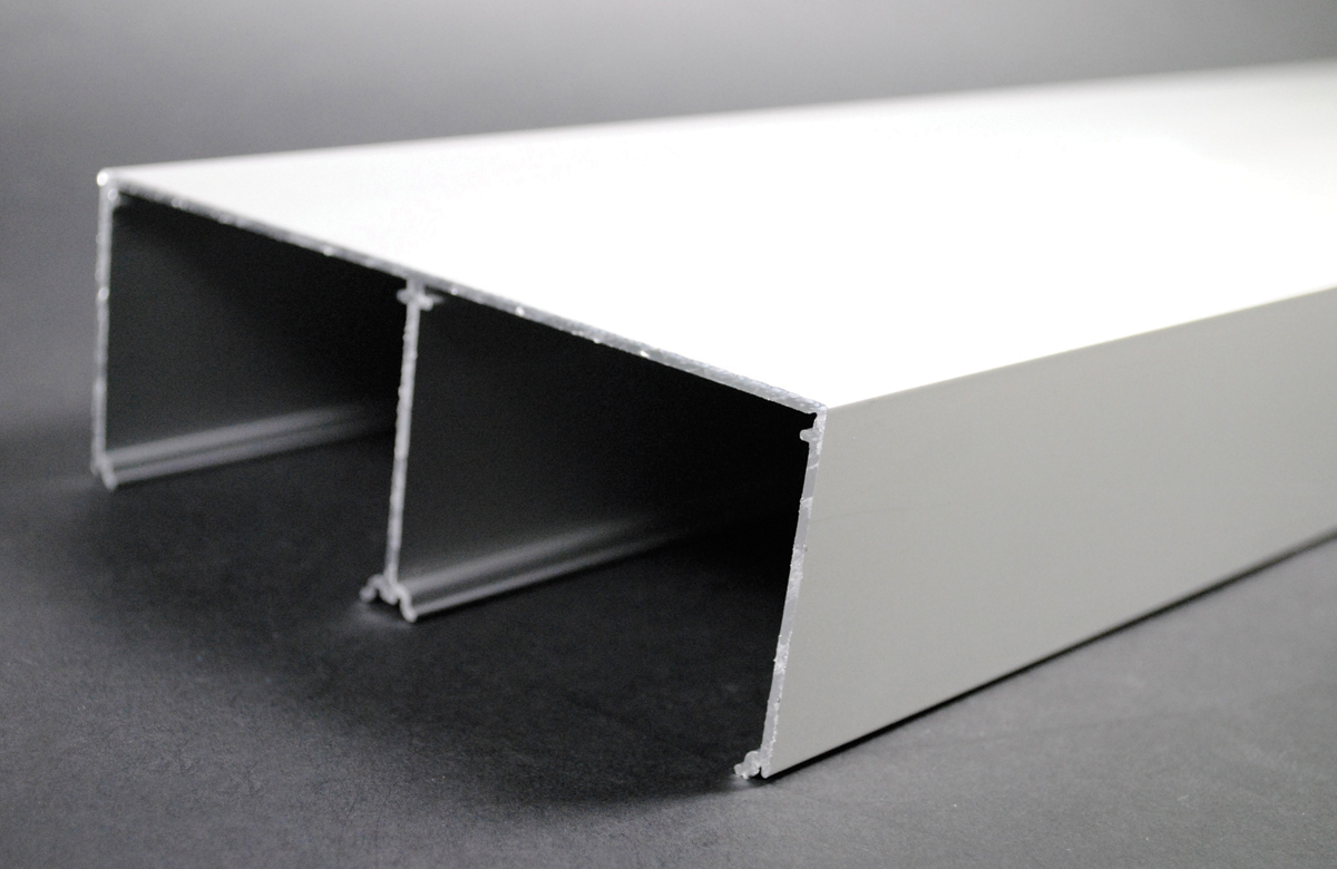 Product image for Wiremold ALA4800B-10 6 x 2-1/4 Inch Satin Anodized Aluminum 2-Channel Raceway 2-Compartment Base
