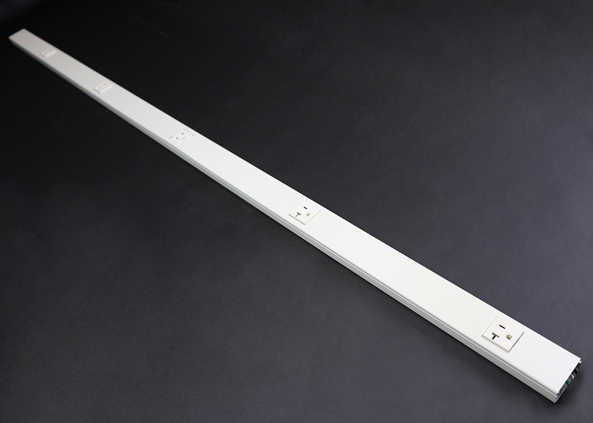 Product image for Wiremold V24GBA612 6 Foot 12" Outlet Center Ivory Steel 1-Channel Raceway Multi-Outlet Strip