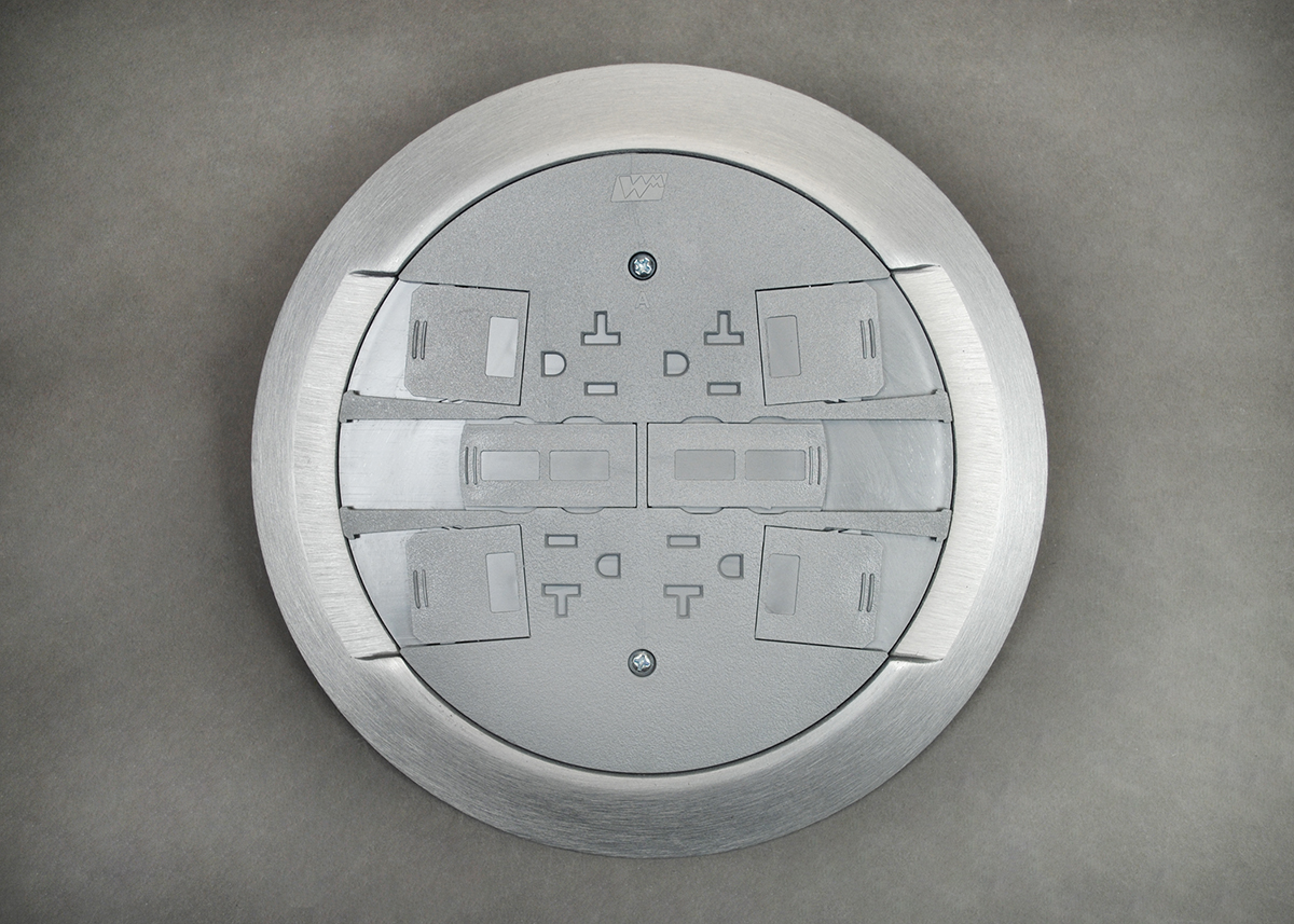Wiremold RP4CTCBK 2 Duplex Receptacle 4 Communication Floor Box