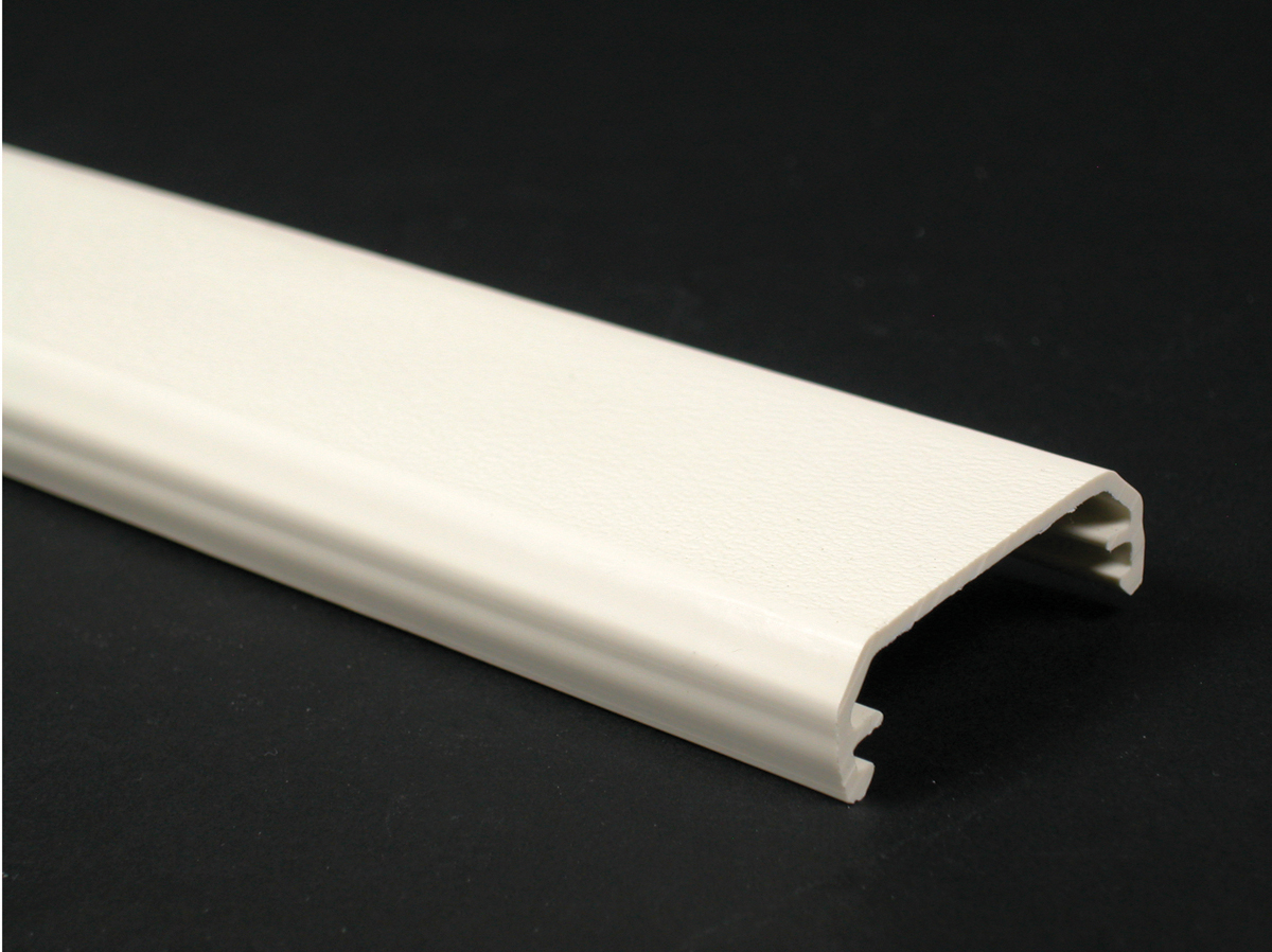 Tapered snap-on cover. Textured ivory finish. Packed ten 8' (2.4m) lengths per carton.