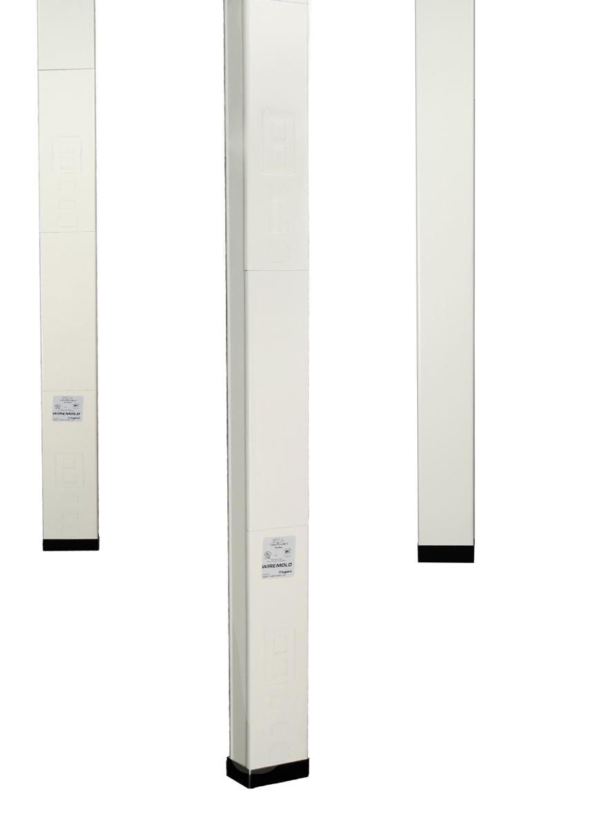 Single-compartment pole. Nominal material thickness .040" (1.0mm). Furnished unwired without outlets. Mounting hardware, entrance end fitting and ceiling trim plates furnished. Length: 10'5" (3.2m).