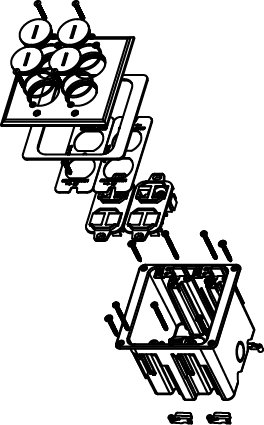 Product image for LCAN WMFB2KS8B 2-GANG TWO 4 PORT OP