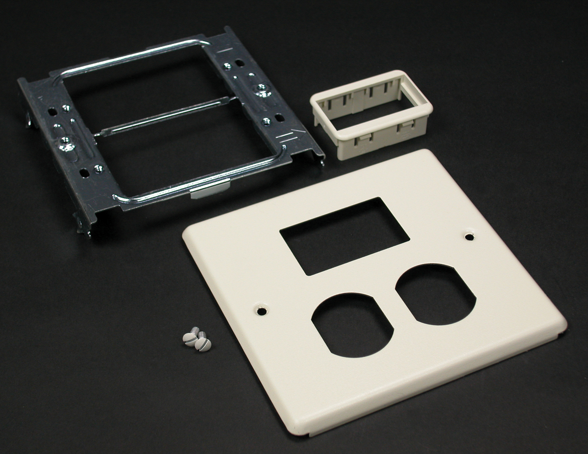 Product image for Wiremold G4047BS 4047-Series Two-Gang Cover and Ortronics-Series II Mini Adapter Fitting