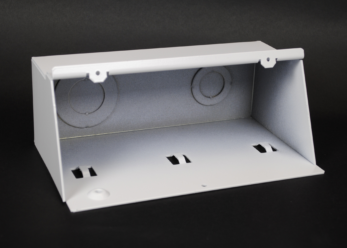 Used to store active A/V equipment. Comes complete with tie-down locations to secure devices in place. Decorative white finish. Includes one (1) storage module.