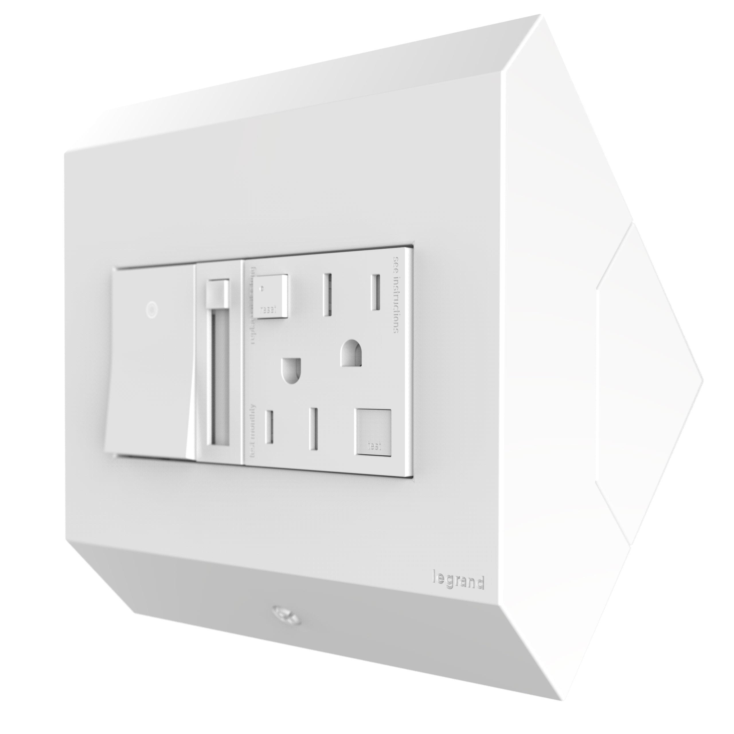 Product image for Wiremold APCB6W2 adorne® Control Box with Paddle Dimmer and 15A GFCI, White
