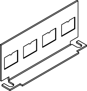 Communication bracket with four (4) RJ opening knockouts. Use as blank plate or for up to four RJ openings. Opening dimension is 9/16