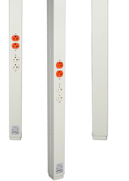 Two Channel Pole, 2 Duplex Receptacles, 1 Dedicated/isolated Ground