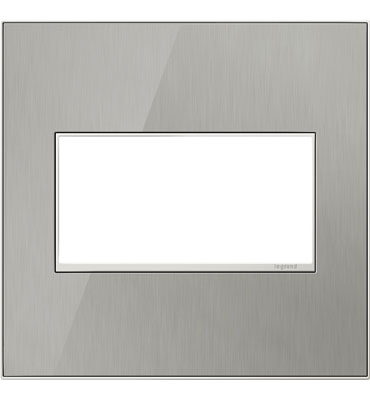 Take your contemporary remodel to the next level with the adorne Brushed Stainless Mirror plate. The sleek stainless surface is surrounded by a satin nickel frame for a sophisticated finish.For use with adorne Furniture Power only. Sold in multiples of ten (10) plates. Steel back plate and installation hardware are not included. All other adorne wall plate colors and finished are available as customs. View our FAQ page to learn more. - Standard Wall Plate, Brushed Stainless