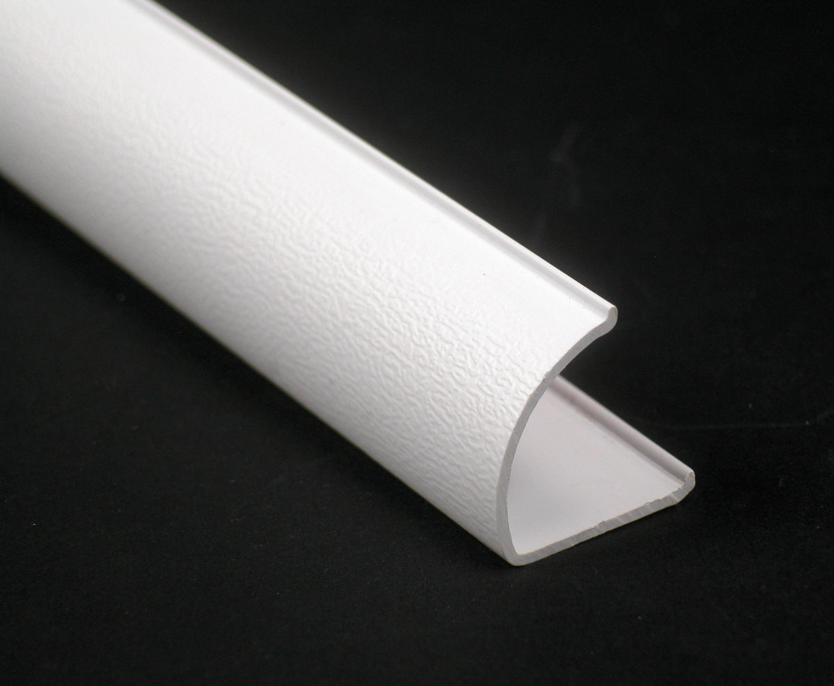 Trim Cover available in white black or gray PVC or maple and oak veneer finishes. Trim covers supplied in 8' (2.44m) lengths. White