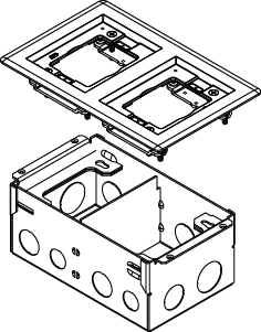 Product image for Wiremold 880W2827B FLOOR BOX W/2 GANG BRASS FLANGE