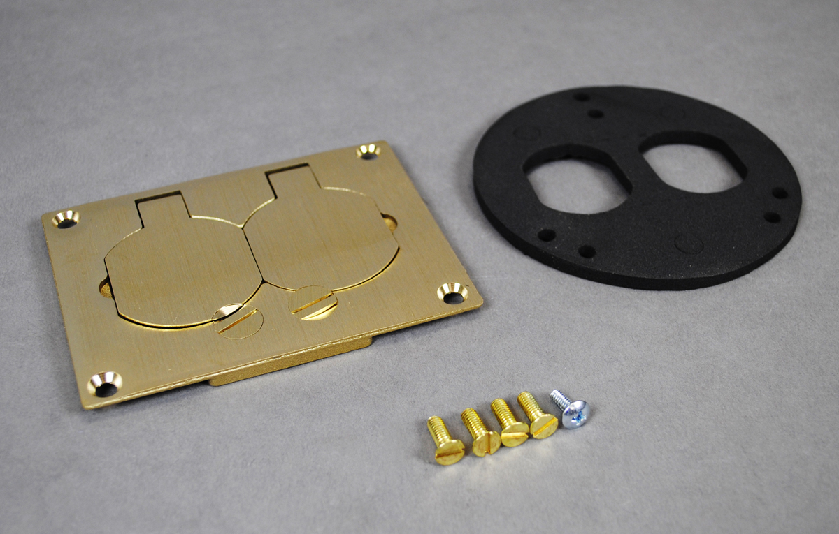 Product image for Wiremold S125B 4-11/64 x 3-9/64" Duplex Brass Power Cover Plate