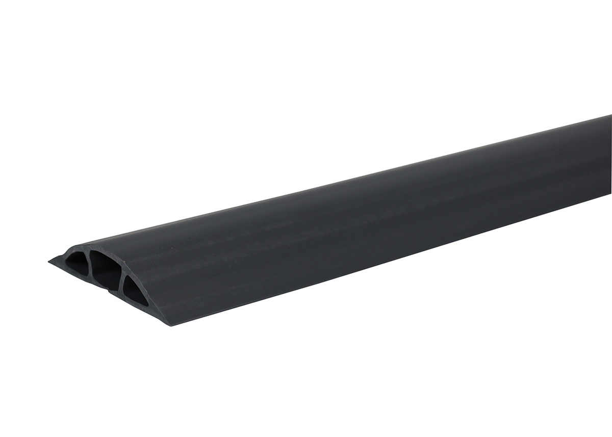 Product image for Wiremold BK1400-5 3 x 20/32" Black Non-Metallic 1-Channel Flexible Pancake Overfloor Raceway