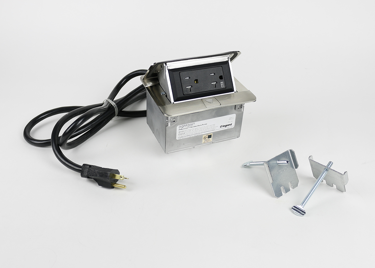 Product image for Wiremold DQFP20ST Cord Ended deQuorum™ Single-Flip Up Unit