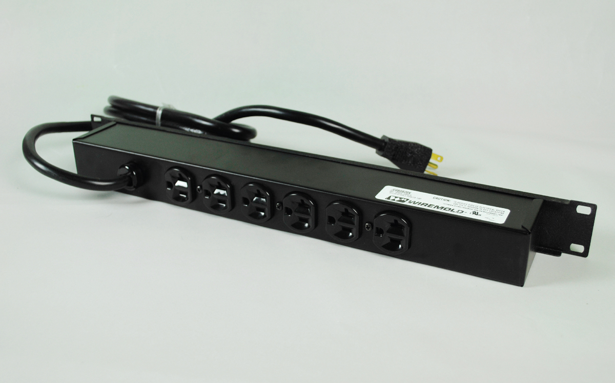 Six rear 20A outlets, 15' (4.6m) cord. Receptacle center-to-center 1 1/2