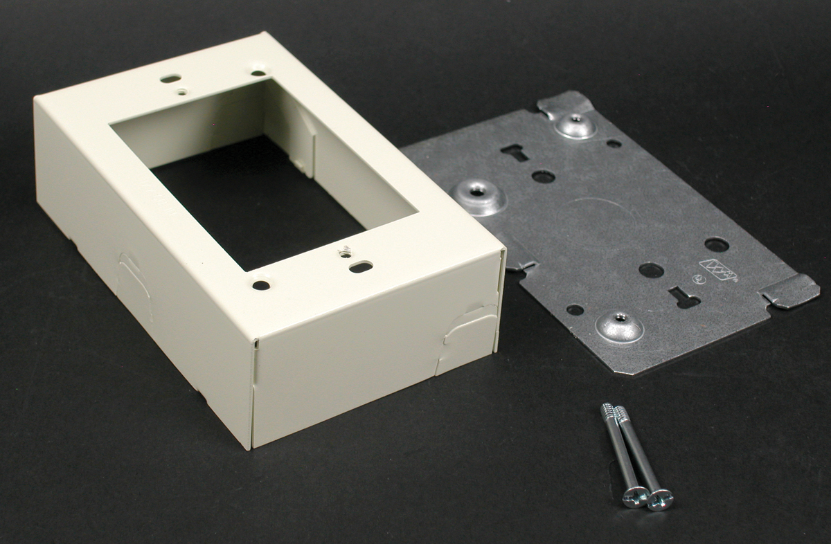 Product image for Wiremold V5741 4-5/8 x 2-13/16 x 1-3/8" Ivory Steel 1-Channel Raceway Switch and Receptacle Box