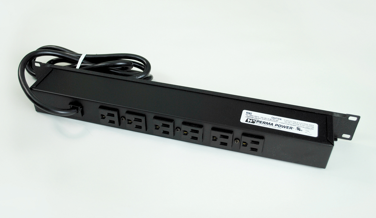 Product image for Wiremold R5BZ-15 Plug-In Outlet Center Unit / Rack Mount 120V/15A/6 rear O/L /lighted switch/15' cord/Computer Grade Surge