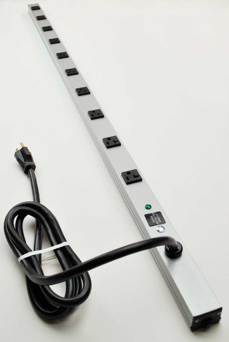 Ten 20A outlets with t-slots, 6' (1.8m) cord. Length 48