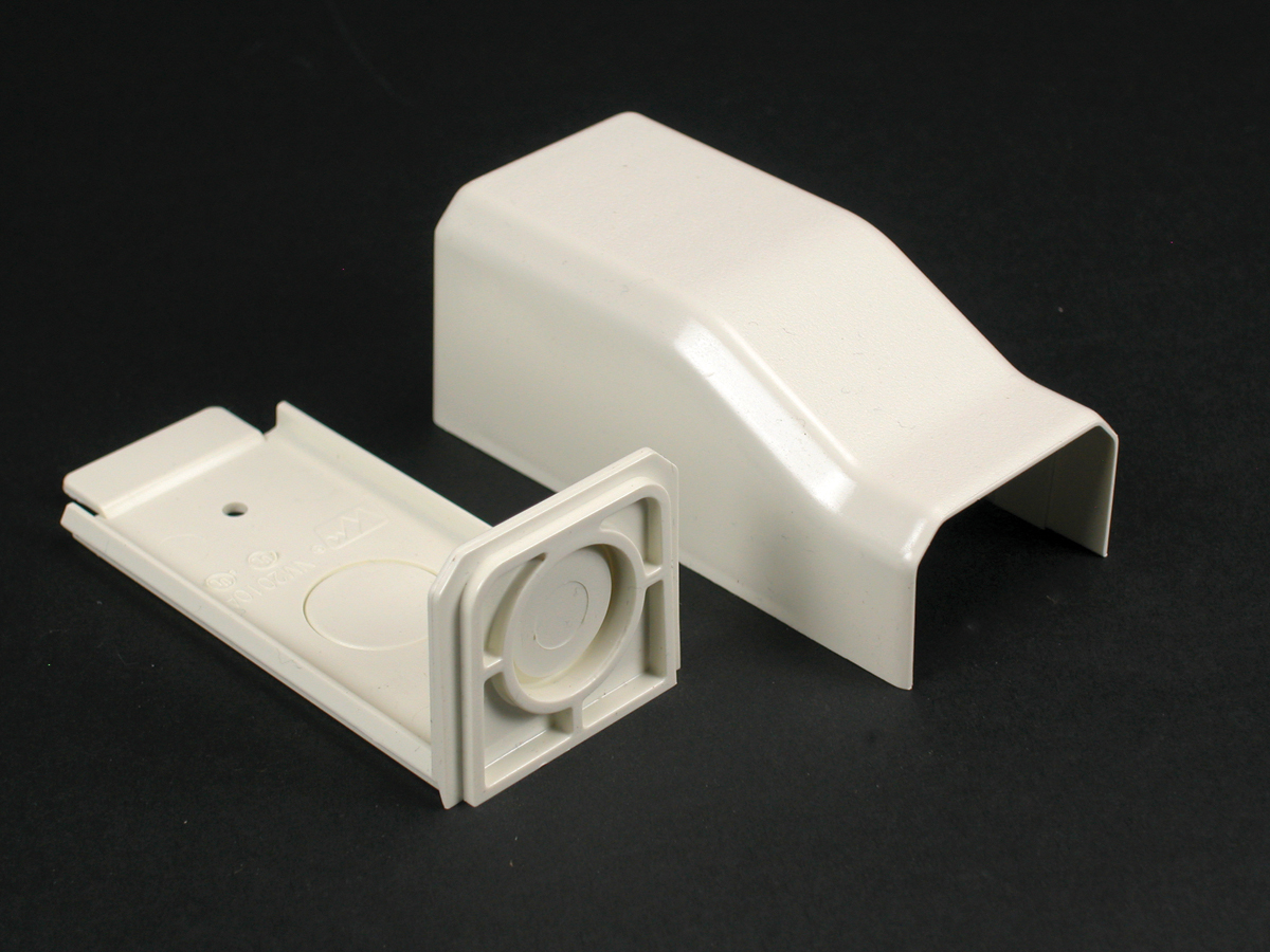 Product image for Wiremold NM2010A 3-13/16 x 1-3/4 x 1-9/16" Ivory Non-Metallic 1-Channel Raceway Entrance End
