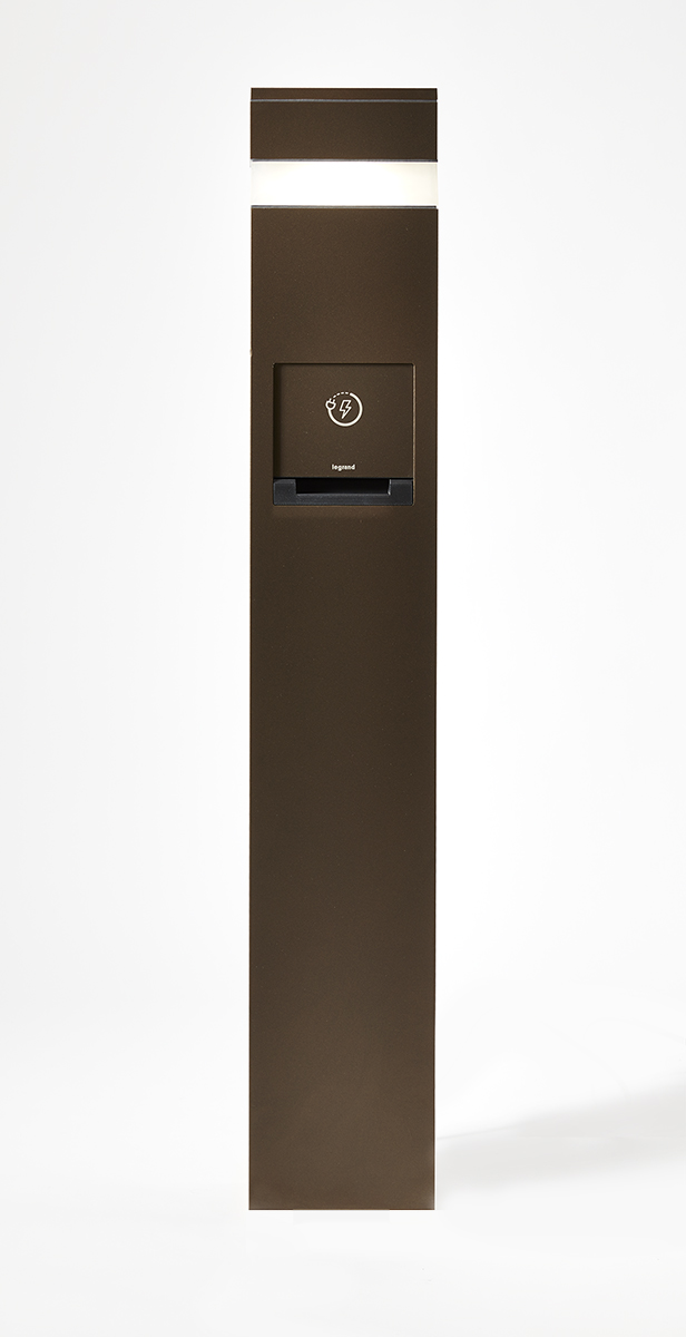 Charging Station with Area Light is a charging station with an LED light to eliminate the need for a stand-alone bollard. Perfect for use as pathway lighting in educational, corporate and recreational applications. (3) Gangs with (1) 20A WR GFCI and (2) 4 port 4.2A USB and Silver Finish.