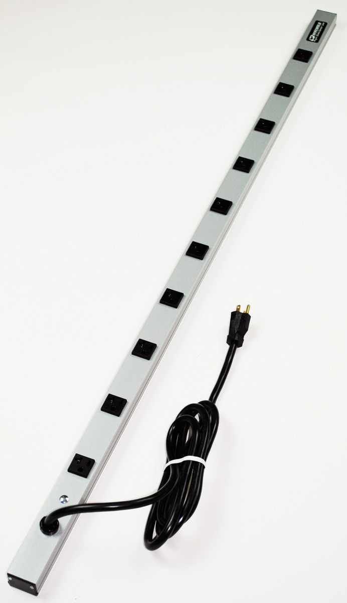 Ten 20A outlets with t-slots. 6' (1.8m) cord. Length 48