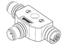 Product image for Woodhead PDTS01 PROFIBUS Data Line Micro-Change (M12) Tee, 5 Poles, Male/Female with Male Drop (1201010002)