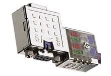 Product image for Woodhead PA9D01-42 D-Sub Connector with Diagnostics LEDs and Programming Port, 90? Angle