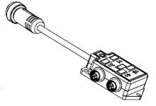 Product image for Woodhead 803P402 Micro-Change® Molded Junction Box, Side Mount, Single Keyway with Mini-Change B-Size Molded Home Run Connector, 4 Ports, PNP, 0.30m Cable Length