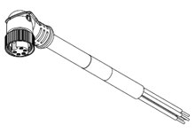 Product image for Woodhead 105001A01F030 Mini-Change® A-Size Single-Ended Cordset, 5 Poles, Female (90?) to Pigtail, 16 AWG, PVC Cable, 0.91m (3.0') Length