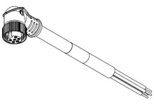 Product image for Woodhead 106001A01F120 Mini-Change® A-Size Single-Ended Cordset, 6 Poles, Female (90?) to Pigtail, 3.66m Length