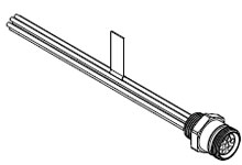 Product image for Woodhead 2R8004A20A120 Mini-Change® B-Size Receptacle with Leads 1/2" - 14NPT Threads, Straight Female, 8 Poles, Length 0.305m
