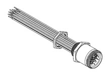 Product image for Woodhead 3R3N36E80M020 Mini-Change® C-Size Receptacle with Leads 1/2" - 14NPT Threads, Straight Male, 19 Poles, Length 2m