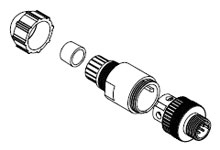 Product image for Woodhead 8A5006-32DN Micro-Change® (M12) Drop Connector, Threaded, Single Keyway, Straight Male 5 Poles