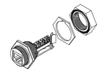 Product image for Woodhead ENDR2FB5 RJ45 110 Punchdown Ethernet Receptacle, with Hex Nut and Bulkhead Gasket, 1" - 14 UNC Threads, Length 55.63mm