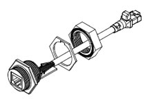 Product image for Woodhead ENSP1F5C305 Brad® RJ-Lnxx - Industrial Ethernet Receptacle, Female (Straight) to Male (Straight) Front Panel Mount, 10Base T, Solder PCB and Cable Termination, 0.305m (1.0') Length