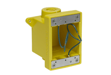 Product image for Woodhead 452CR F.D. Yellow Glass-Filled Polyester Box, Corrosion -resistant (2) 12.70mm (.500") Threaded Knock-out Openings