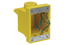 Product image for Woodhead 454CR F.D. Yellow Glass-Filled Polyester Box, Corrosion -resistant (2) 25.40mm (1.000") Threaded Knock-out Openings