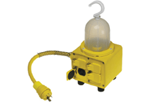 Product image for Woodhead 3290-1B143 Super-Safeway® 100W Illuminated Multiple Outlet Box, (4) NEMA 5-15 Duplex with Flip Lid, 0.305m Cord Length, 14/3 SOOW Cord, NEMA 5-15 Plug