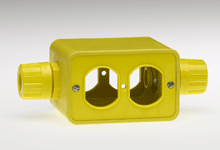 Product image for Woodhead 3000F Super-Safeway® Multiple Outlet Box, Standard Depth, 2-Sided, Feed-Thru F2 (1/2"), NEMA 5-15, Duplex Cover Plates