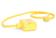 Product image for Woodhead 3070-GFIA123 Super-Safeway® Multiple Outlet Box, Extended Depth, (1) NEMA 5-15 GFCI Receptacles with Flip Lid, Open Neutral Relay, 7.62m (25.0' ) Cord Length, 12/3 SOOW Cord, 5-15 Plug
