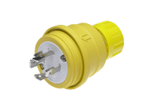 Product image for Woodhead 26W76Watertite® Plug with Locking Blade, 3 Pole/4 Wire, NEMA L16-20, 3 - 480V, Cord Grip Body Size F3 W