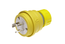 Product image for Woodhead 28W08 3-Pole 3-Wire 30 Amp 125/250 Volt Yellow Locking Plug