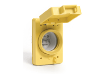 Product image for Woodhead 66W81Watertite® Male Receptacle with Locking Blade, Single Flip Coverplate, 4 Pole/5 Wire, NEMA L21-20 3 - 208V W